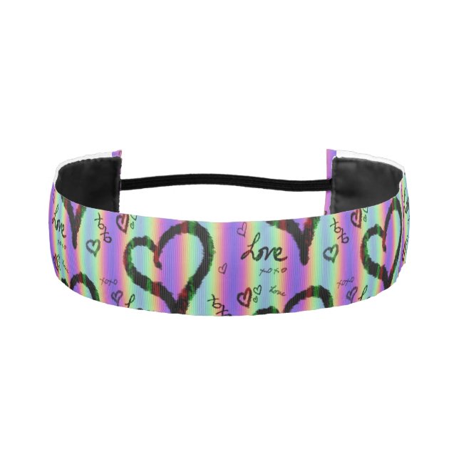 Cinta Para La Cabeza Scribble Love Xoxo Heart Stripe No Slip Headbands (Anverso)