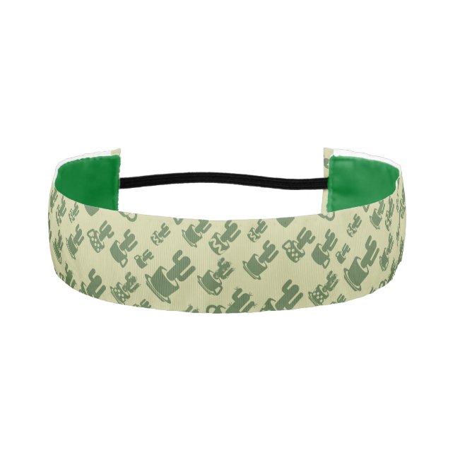 Cinta Para La Cabeza Silueta de cactus suculenta en tazas y macetas (Anverso)