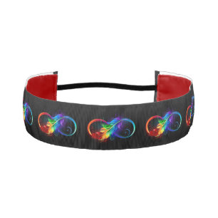 Cinta Para La Cabeza Símbolo infinito con plumas arcoiris