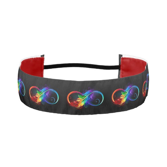 Cinta Para La Cabeza Símbolo infinito con plumas arcoiris (Anverso)
