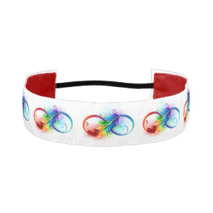 Cinta Para La Cabeza Símbolo infinito con plumas arcoiris