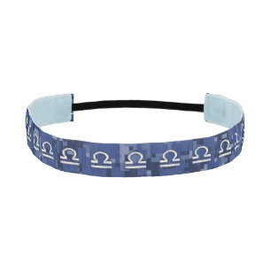 Cinta Para La Cabeza Símbolo libra zodiaco en camo digital azul