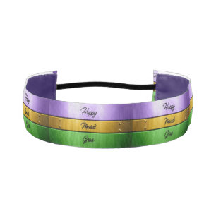 Cinta Para La Cabeza SlipperyJoe's Happy Mardi Gras morado de oro verde