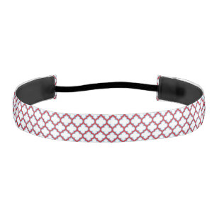 Cinta Para La Cabeza Trellis blanca y roja, Entramado, Quatrefoil