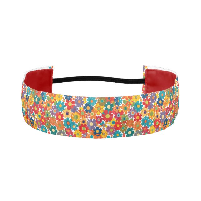 Cinta Para La Cabeza Vibrant Retro 60s Daisy Flower Power Pattern (Anverso)