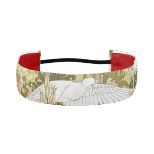 Cinta Para La Cabeza Vintage Estampado Floral Dove y Lirio Verde Salvia
