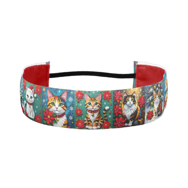 Cinta Para La Cabeza Whimsical Festive Cats Christmas  (Anverso)