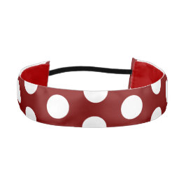 Cinta Para La Cabeza White Dotted Stylish 1.5" Deep Red