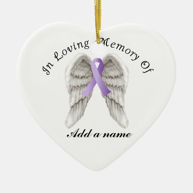 Cinta Púrpura Todo El Cáncer En Ornamento Memorial (Frente)
