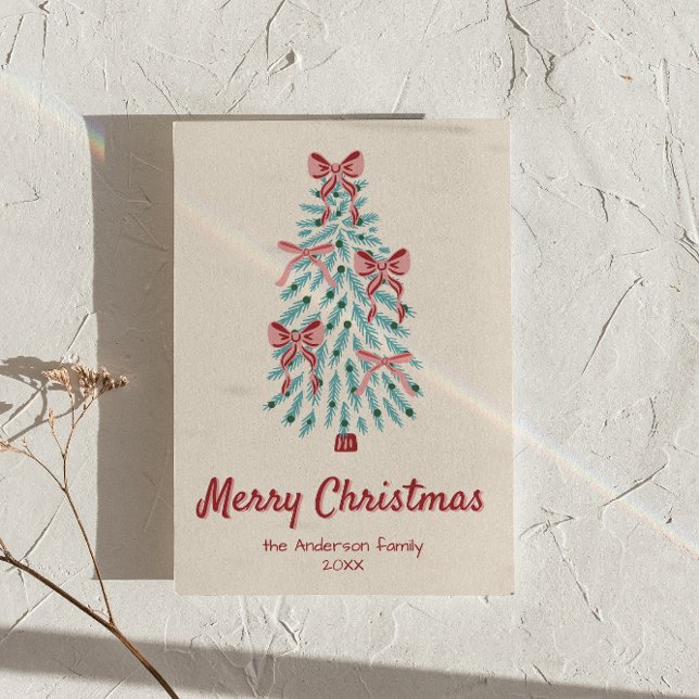 Cinta roja rosa retro Árbol de Navidad no foto (Subido por el creador)