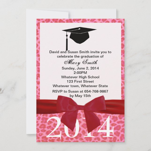 Cinta Roja Y Invitación A La Graduación De Leopard (Anverso)