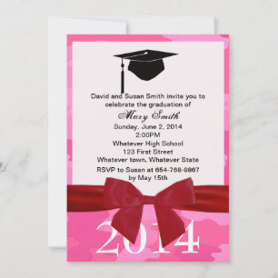 Cinta Roja Y Invitación De Graduación De Camuflaje