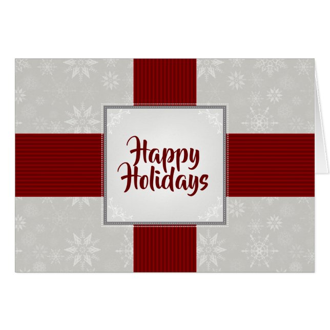 Cinta roja y regalo de copos de nieve (Anverso (Horizontal))