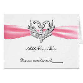Cinta rosa Cisne Plata Cisnes plegado Tarjeta de m
