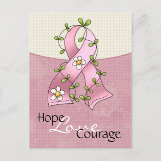 Cinta rosa con Flores Diseño 1 Postales