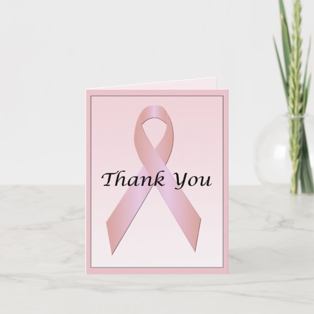 Cinta rosa de cáncer de mama Gracias tarjeta (Anverso)