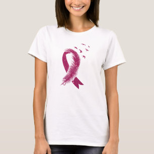 Cinta rosa de plumas Camiseta para la mujer