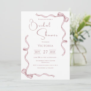 Cinta rosa Invitación a ducha de novia Minimalista
