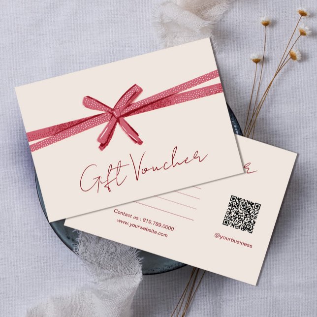 Cinta rosa neutral en certificado de regalo beige (Neutral pink Ribbon On Beige gift certificate #zazzlemade #giftvoucher #Giftlink $simplegiftvoucher)