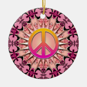 Cinta rosada Mandala Keepsake Ornamento de paz