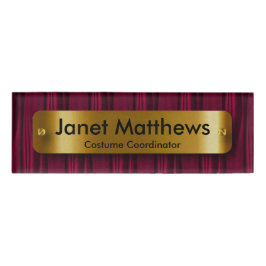 Cinta satinada rosada oscura con placa Gold Label