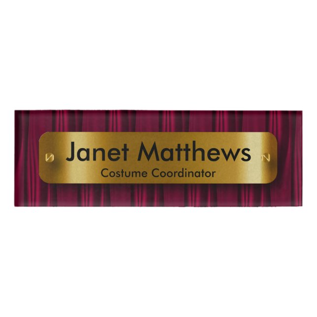 Cinta satinada rosada oscura con placa Gold Label (Anverso)