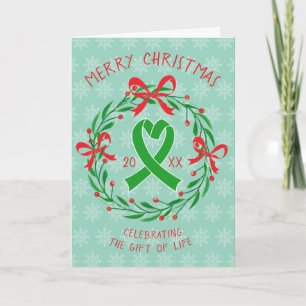 Cinta Verde de Trasplante de Órgano Navidad Doblad