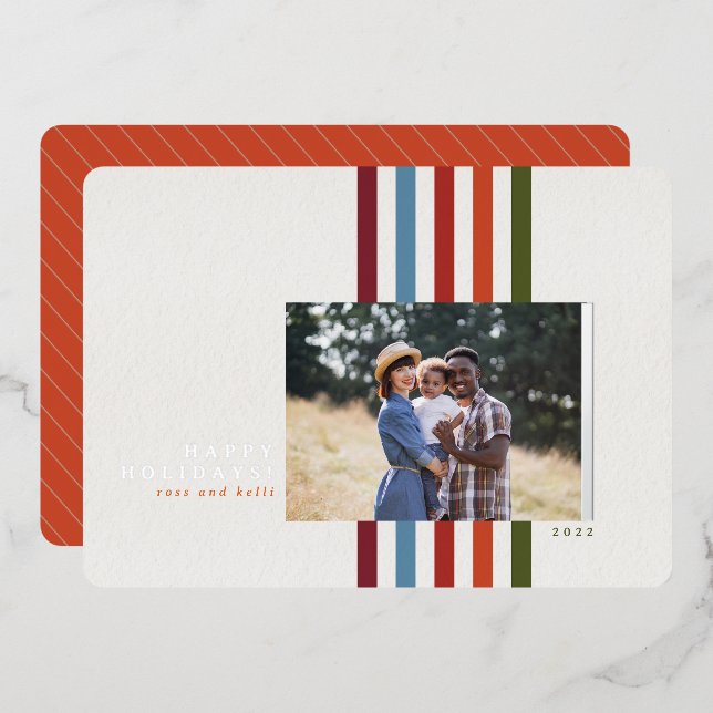 Cinta vertical colorida con tarjeta de vacaciones  (Anverso/Reverso)