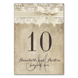 Cinta Vintage Elegance en la tarjeta de mesa Boda