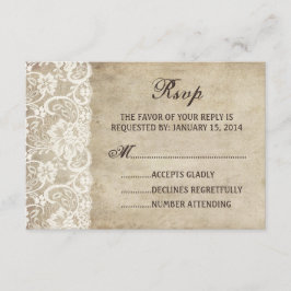 Cinta Vintage Elegance en la tarjeta RSVP de matri
