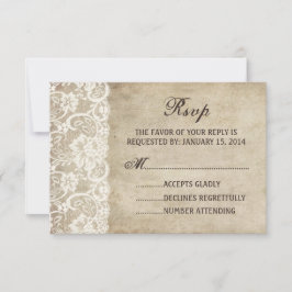 Cinta Vintage Elegance en la tarjeta RSVP de matri
