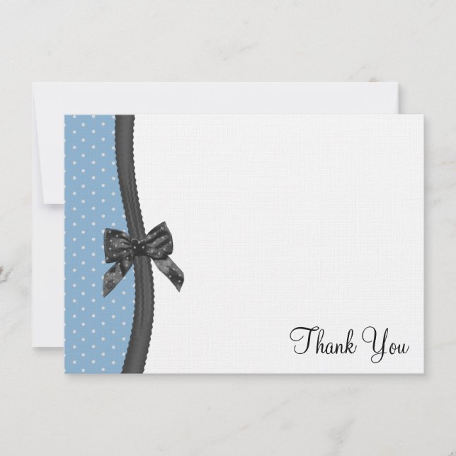 Cinta y puntos de polka gracias tarjeta plana (Anverso)