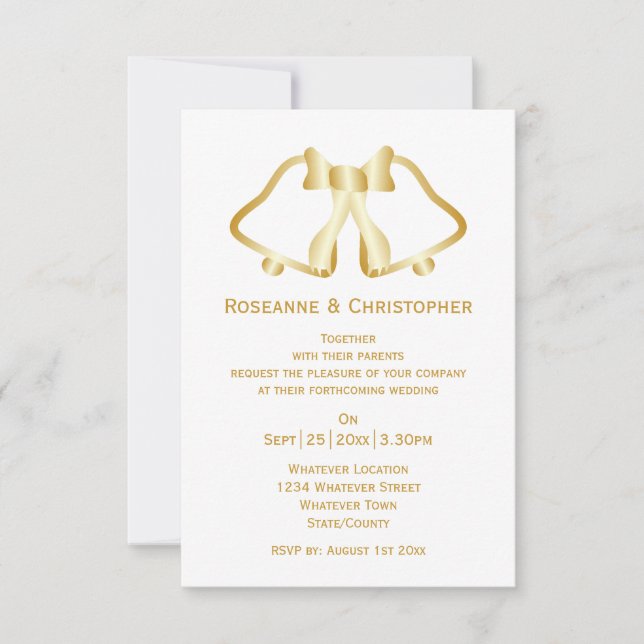 Cintas De Invitación A La Boda De Oro Y Cinta (Anverso)