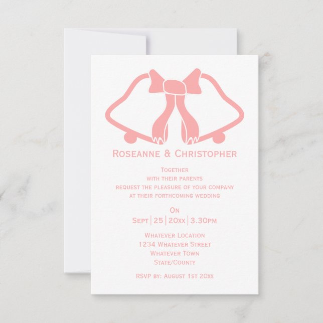 Cintas De Invitación A La Boda Rosa Y Cinta (Anverso)