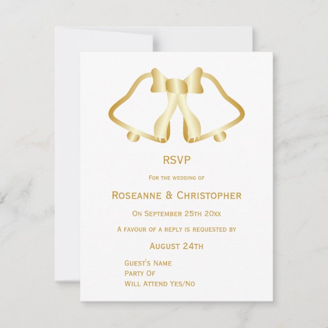 Cintas De Tarjeta RSVP De Boda Dorada Y Cinta (Anverso)