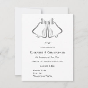 Cintas De Tarjeta RSVP De Boda Plata Y Cinta