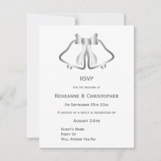 Cintas De Tarjeta RSVP De Boda Plata Y Cinta