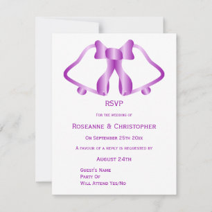 Cintas De Tarjeta RSVP De Boda Púrpura Y Cinta