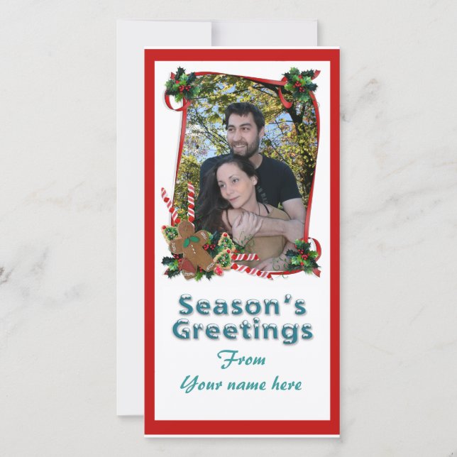 Cintas de tarjetas de fotos de Navidad y caramelos (Anverso)