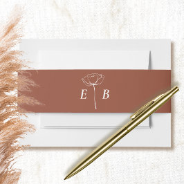 Cintas Para Invitaciones Acento floral de terracota blanca monograma inicia