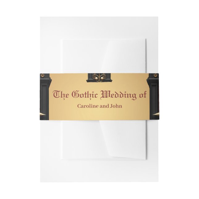 Cintas Para Invitaciones Acentos dorados, rosas rojas y un corazón (Anverso Ejemplo)