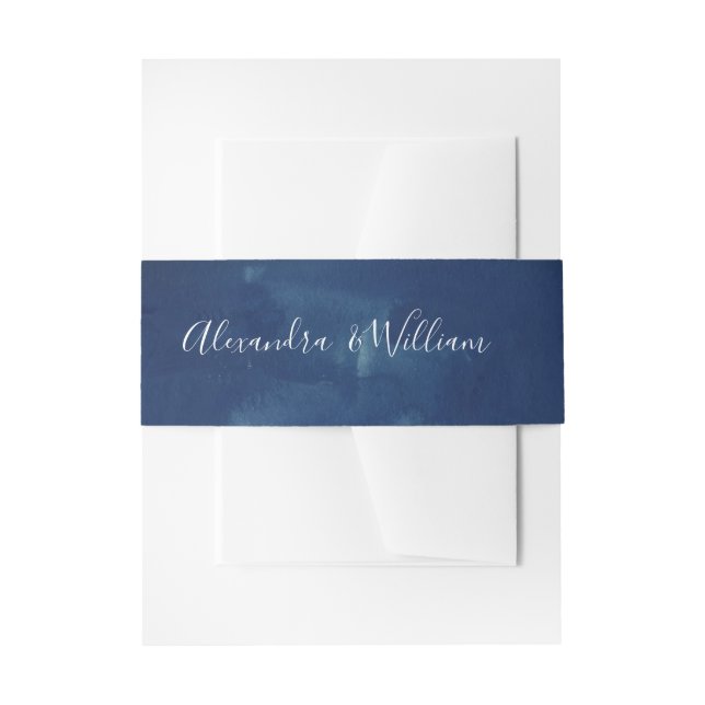 Cintas Para Invitaciones Acuarela Azul Indigo Oscuro (Anverso Ejemplo)