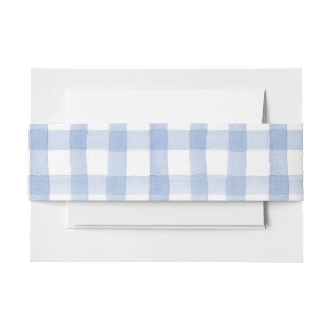Cintas Para Invitaciones Acuarela azul y blanco Gingham (Anverso Ejemplo)