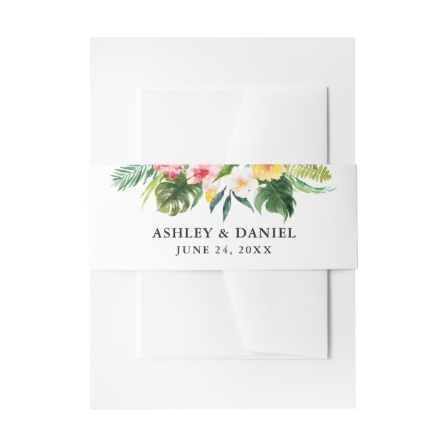 Cintas Para Invitaciones Acuarela boda Floral tropical (Anverso Ejemplo)