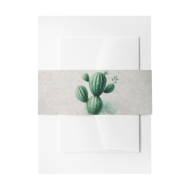Cintas Para Invitaciones Acuarela Cactus Green Gray Southwest Boda (Anverso Ejemplo)