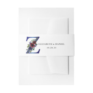 Cintas Para Invitaciones Acuarela elegante de un ramo floral rojo y azul