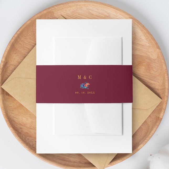 Cintas Para Invitaciones Acuarela Fiesta Mexicana Boda Burgundy (Subido por el creador)