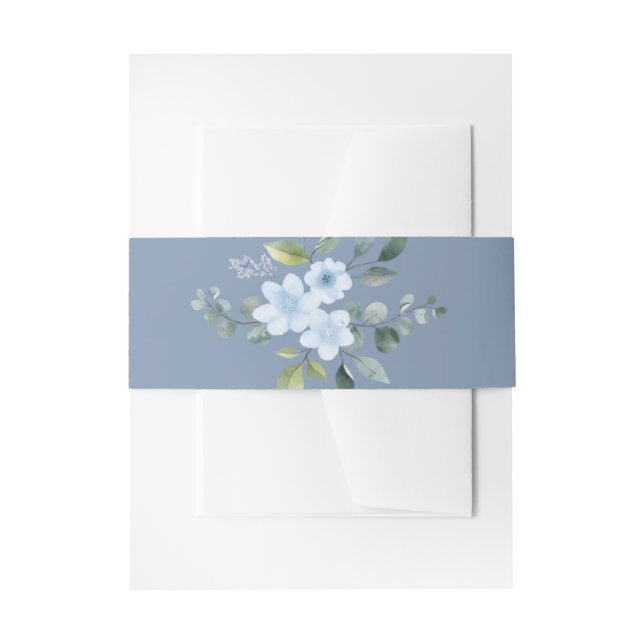 Cintas Para Invitaciones Acuarela Floral Azul (Anverso Ejemplo)