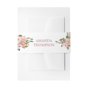Cintas Para Invitaciones Acuarela floral Rosa y Oro Rosa