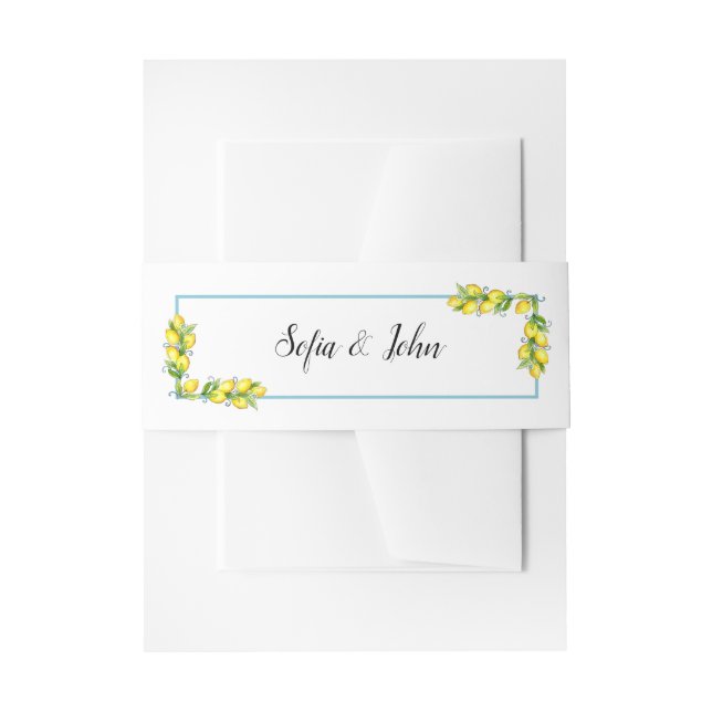 Cintas Para Invitaciones Acuarela Limones de cosecha Invitación de casamien (Anverso Ejemplo)